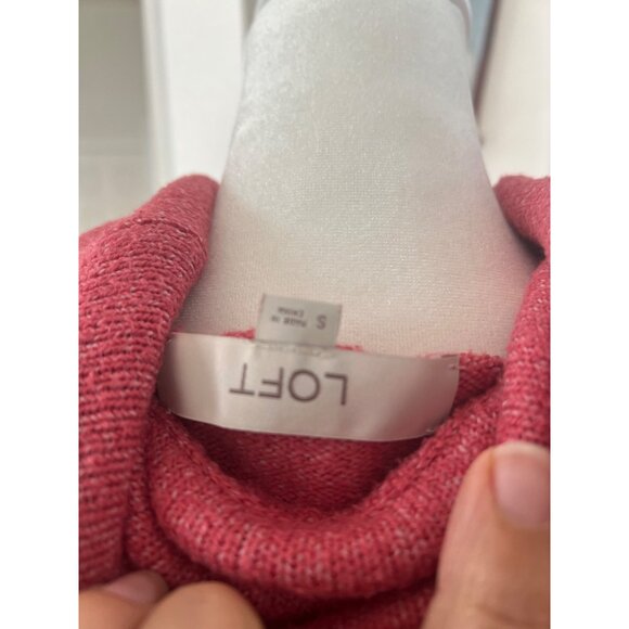 LOFT pullover pink cowl turtleneck cotton-knit pullover preppy sweater small - Picture 7 of 7